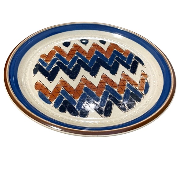 Vintage Arita Stoneware Craft-Stone Oversized Plates Fuji Herringbone, Set Of 5 - Picture 3 of 6